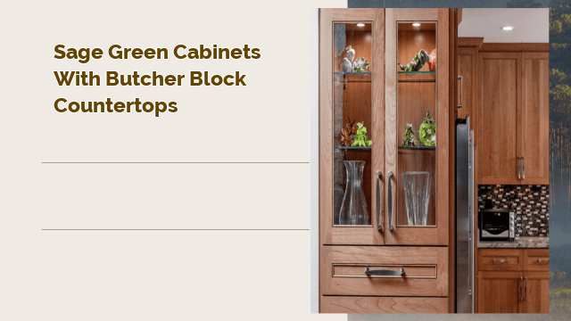 sage green cabinets with butcher block countertops